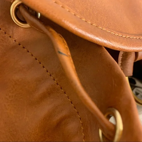 NWT Cognac Faux Leather Backpack - Picture 13 of 13